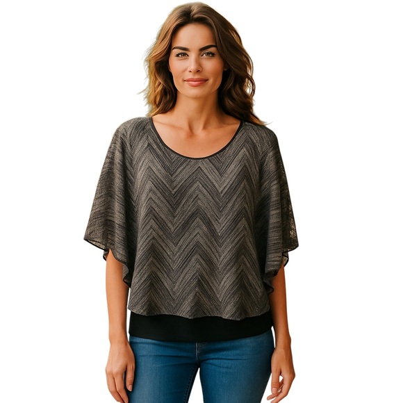 AB Studio Black and Gray Chevron Top - Picture 1 of 6